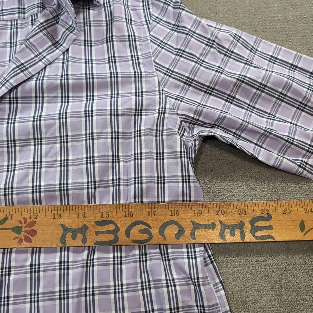 Banana Republic Mens Shirt Purple Plaid Slim Fit Non Iron Casual Button‎ Down M